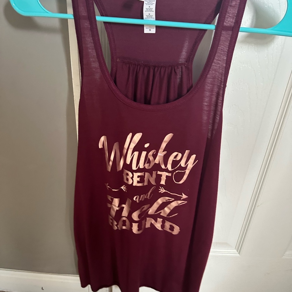 Maroon Tank Top with Gold Graphic